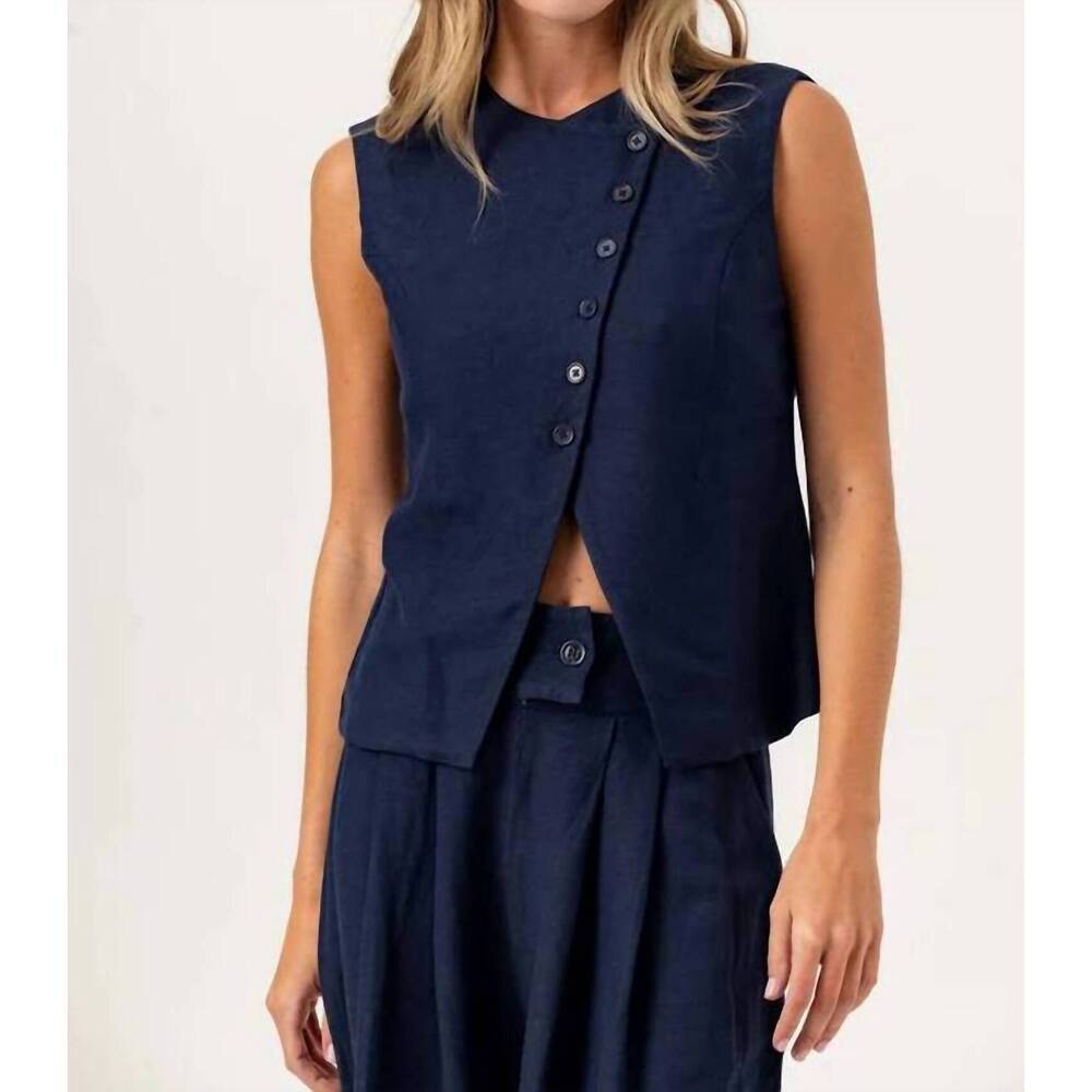 NEW SUNDAYS silken vest top in navy